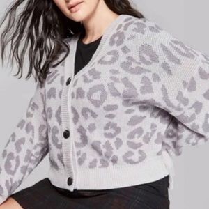 Wild fable target gray leopard cardigan